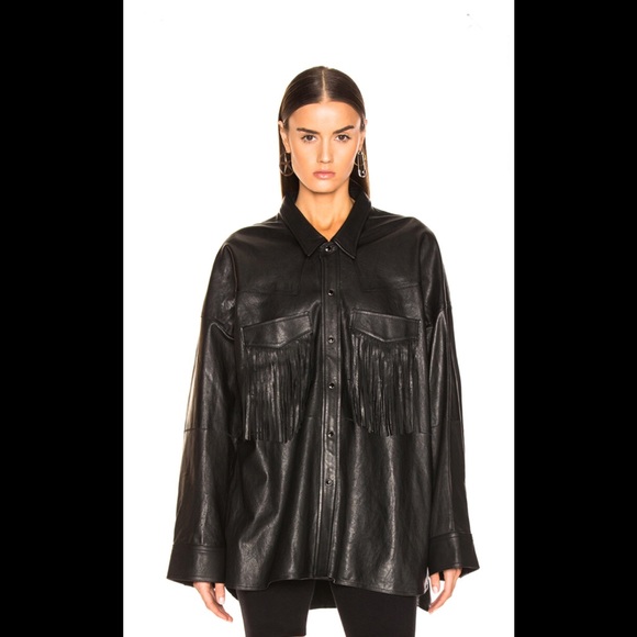 R13 Fringe Leather Shirt Jacket. - Picture 4 of 15